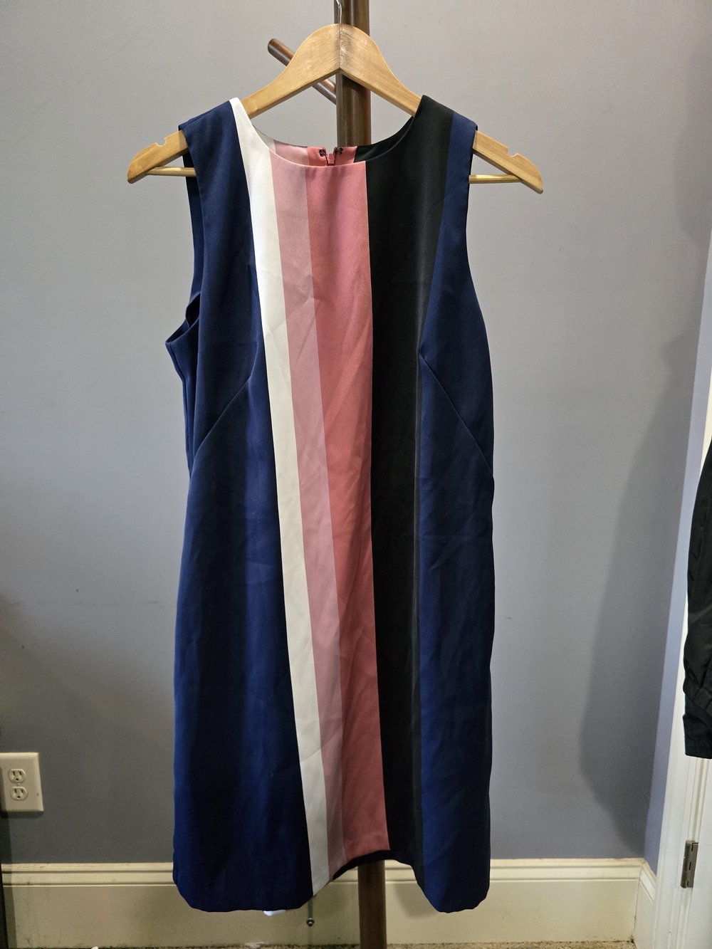 Ann Taylor Factory Navy Shift Dress with Pink, White & Black Panels